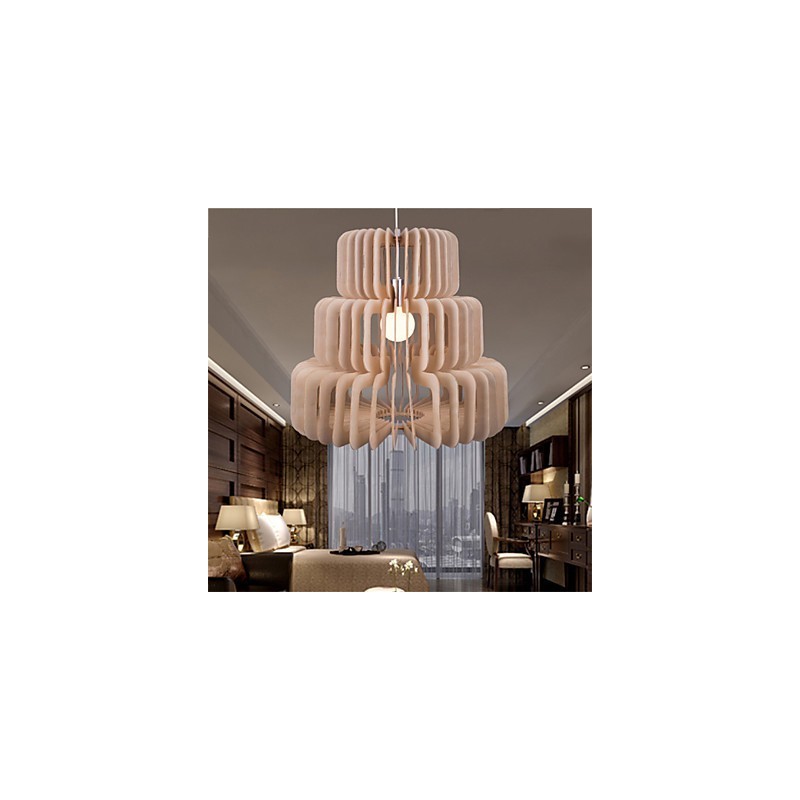 Lampadario vintage in legno a 3 livelli