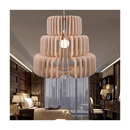 Lampadario vintage in legno a 3 livelli