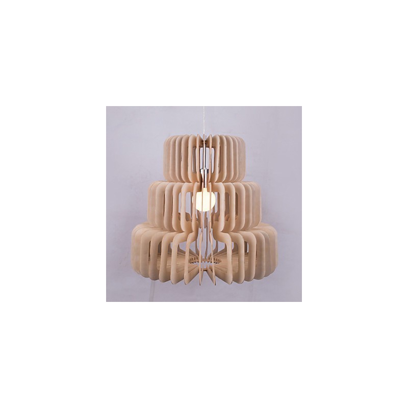 Lampadario vintage in legno a 3 livelli