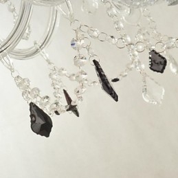 Lampadario moderno contemporaneo in vetro e cristallo a 2 livelli