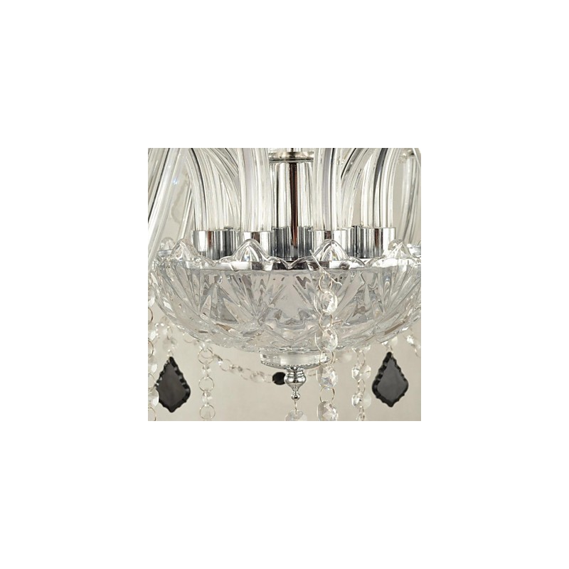Lampadario moderno contemporaneo in vetro e cristallo a 2 livelli
