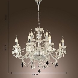 Lampadario moderno contemporaneo in vetro e cristallo a 2 livelli