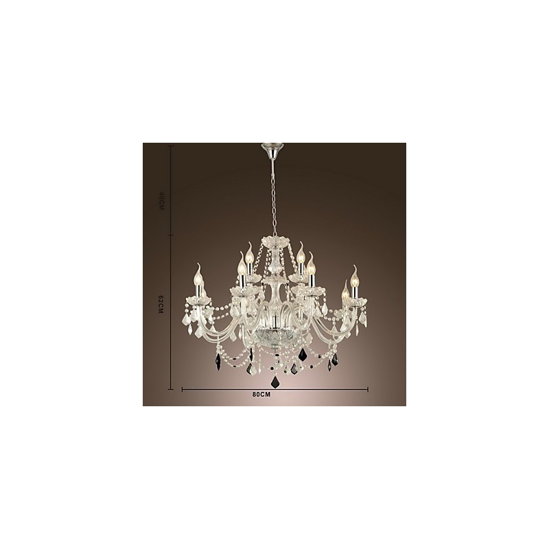 Lampadario moderno contemporaneo in vetro e cristallo a 2 livelli