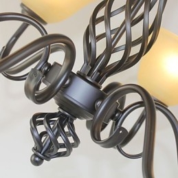Lampadario rustico vintage in metallo e vetro, 3 luci E26/E27, 58 cm