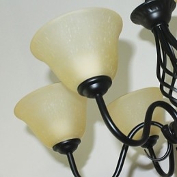 Lampadario rustico vintage in metallo e vetro, 3 luci E26/E27, 58 cm