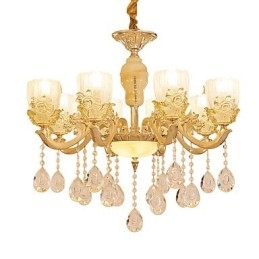 Lampadario classico in lega di zinco con cristallo, 8 lampadine E12/E14