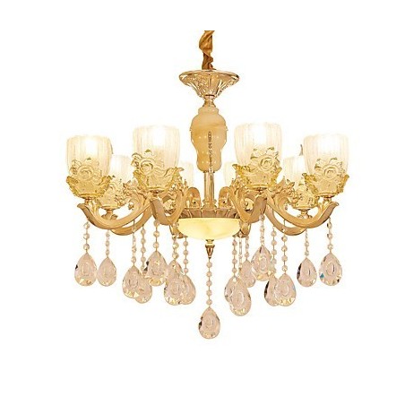 Lampadario classico in lega di zinco con cristallo, 8 lampadine E12/E14
