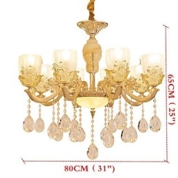 Lampadario classico in lega di zinco con cristallo, 8 lampadine E12/E14