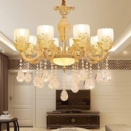 Lampadario classico in lega di zinco con cristallo, 8 lampadine E12/E14