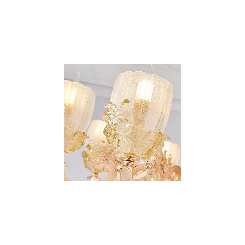 Lampadario classico in lega di zinco con cristallo, 8 lampadine E12/E14