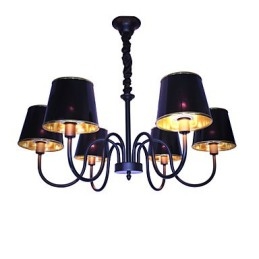 Lampadario a sospensione moderno contemporaneo in metallo nero, 6 luci E12/E14
