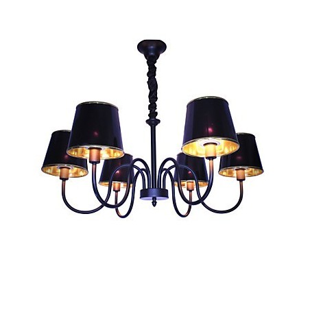 Lampadario a sospensione moderno contemporaneo in metallo nero, 6 luci E12/E14
