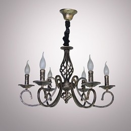 Lampadario retrò in metallo color rame effetto candela 6 luci E12/E14
