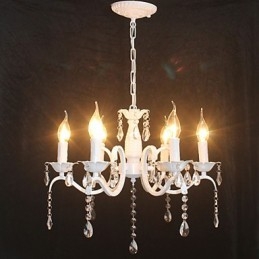 Lampadario moderno in cristallo stile candela mini, ferro, 6 luci E12/E14