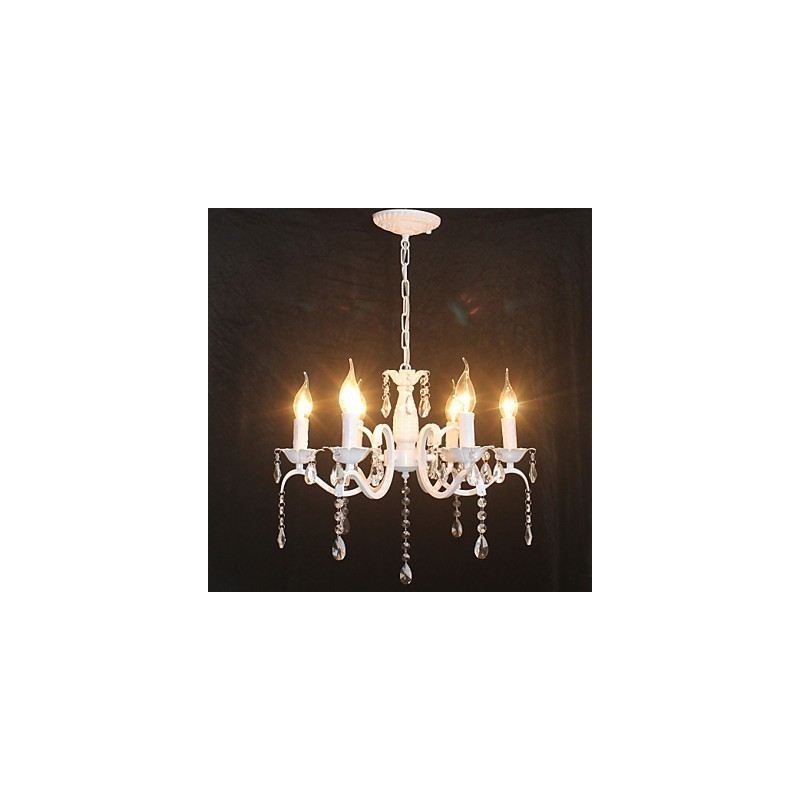 Lampadario moderno in cristallo stile candela mini, ferro, 6 luci E12/E14