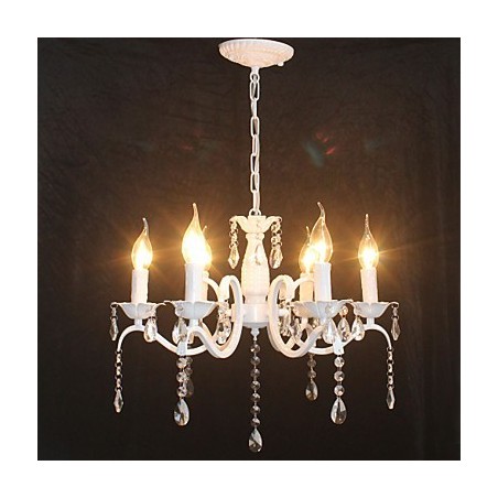 Lampadario moderno in cristallo stile candela mini, ferro, 6 luci E12/E14