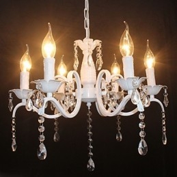 Lampadario moderno in cristallo stile candela mini, ferro, 6 luci E12/E14