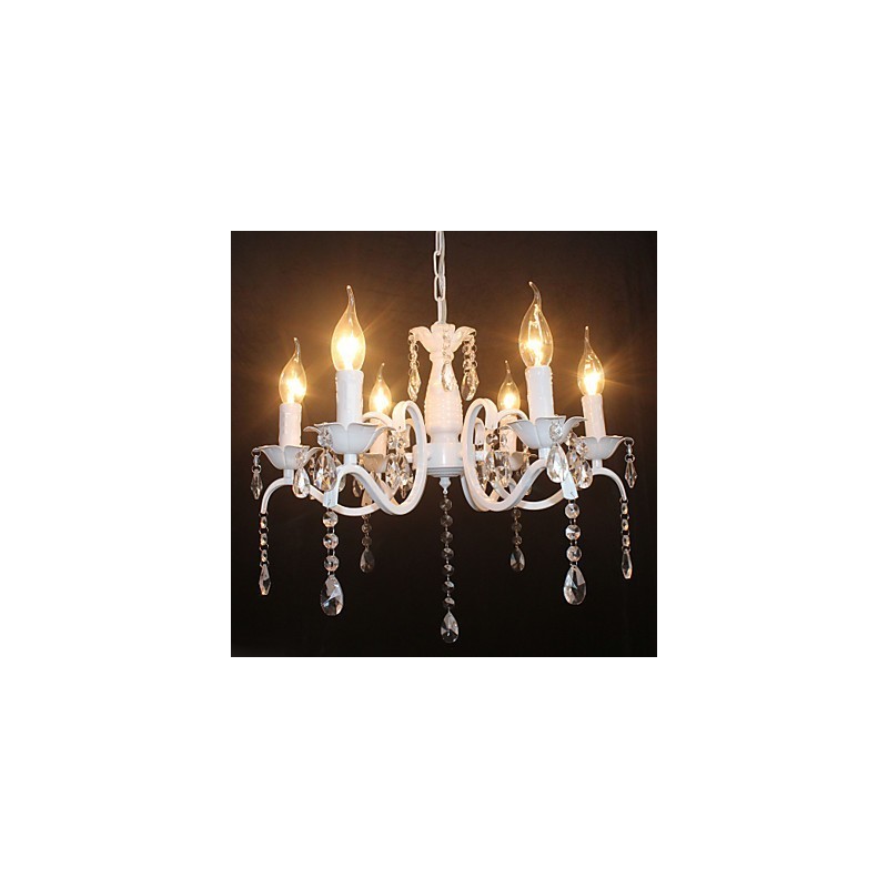 Lampadario moderno in cristallo stile candela mini, ferro, 6 luci E12/E14