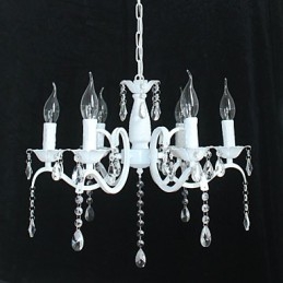 Lampadario moderno in cristallo stile candela mini, ferro, 6 luci E12/E14