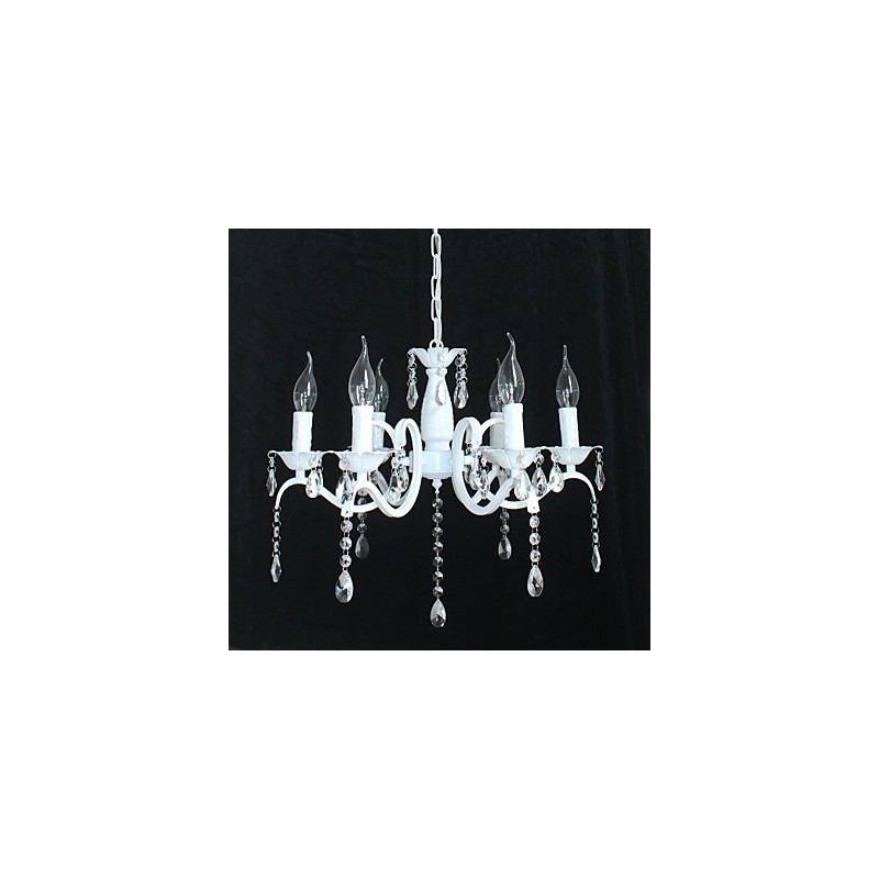 Lampadario moderno in cristallo stile candela mini, ferro, 6 luci E12/E14