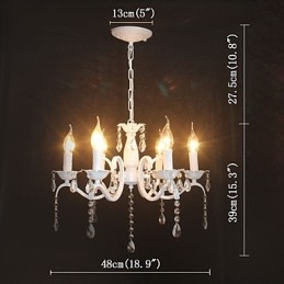 Lampadario moderno in cristallo stile candela mini, ferro, 6 luci E12/E14