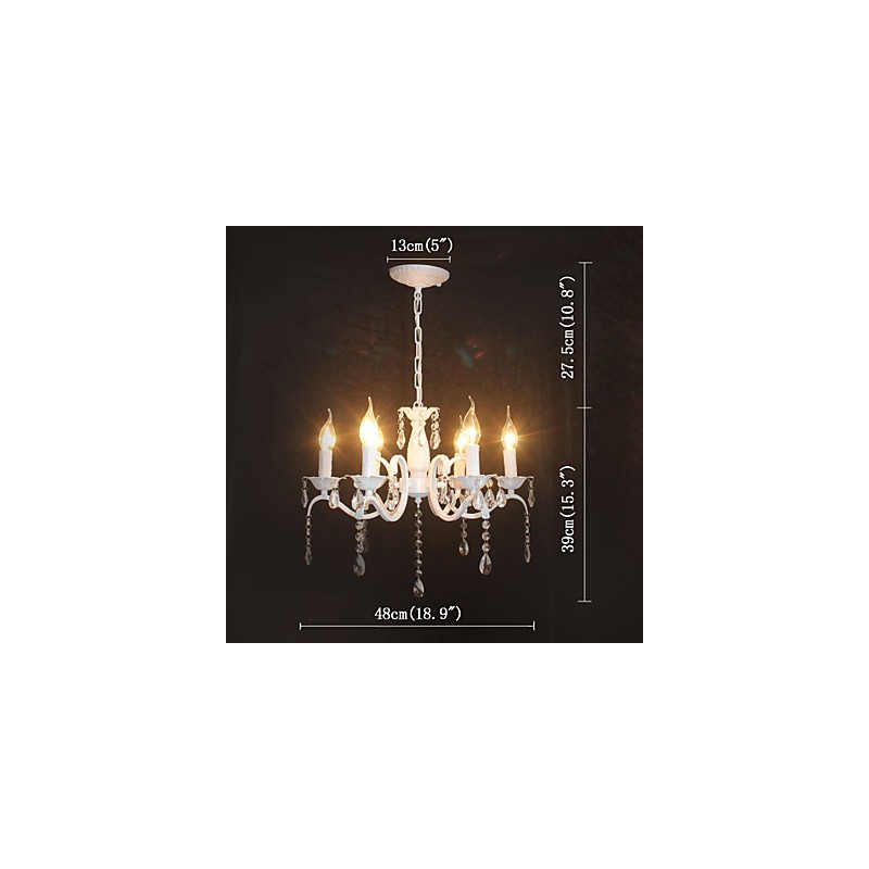 Lampadario moderno in cristallo stile candela mini, ferro, 6 luci E12/E14