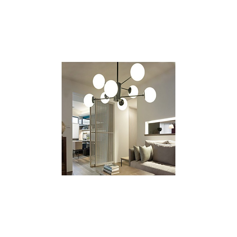 Lampadario moderno classico in metallo e vetro, mini, 8 luci E26/E27