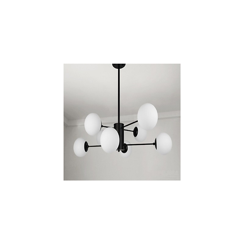Lampadario moderno classico in metallo e vetro, mini, 8 luci E26/E27