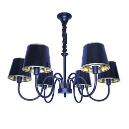 Lampadario a sospensione moderno contemporaneo in metallo nero, 6 luci E12/E14