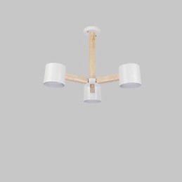 Lampadario vintage in metallo con dettagli in legno/bambù, 3 luci E26/E27, 65 cm