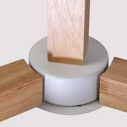 Lampadario vintage in metallo con dettagli in legno/bambù, 3 luci E26/E27, 65 cm