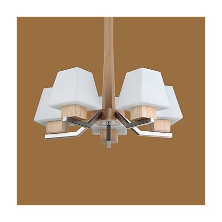 Lampadario moderno contemporaneo in legno e bambù con finitura galvanica