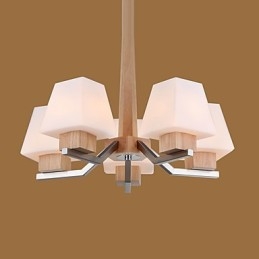 Lampadario moderno contemporaneo in legno e bambù con finitura galvanica