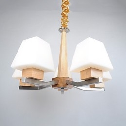 Lampadario moderno contemporaneo in legno e bambù con finitura galvanica