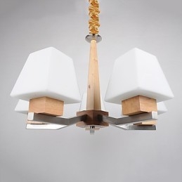 Lampadario moderno contemporaneo in legno e bambù con finitura galvanica