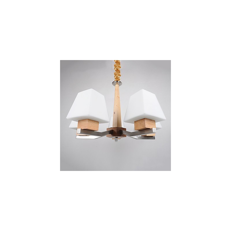 Lampadario moderno contemporaneo in legno e bambù con finitura galvanica
