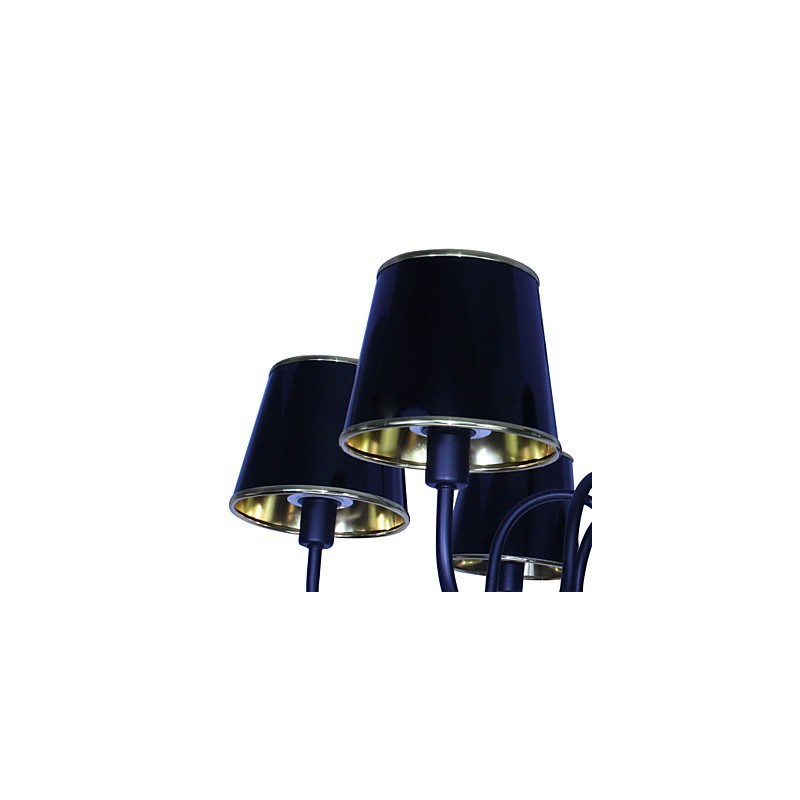 Lampadario a sospensione moderno contemporaneo in metallo nero, 6 luci E12/E14