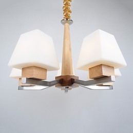 Lampadario moderno contemporaneo in legno e bambù con finitura galvanica