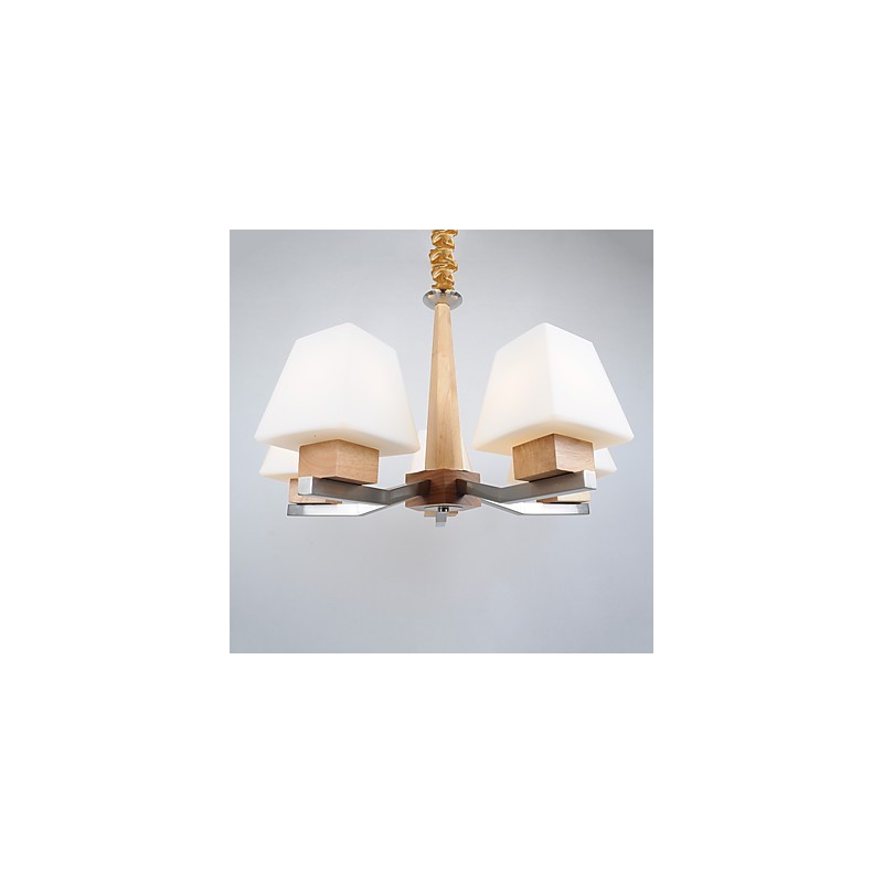 Lampadario moderno contemporaneo in legno e bambù con finitura galvanica