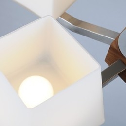 Lampadario moderno contemporaneo in legno e bambù con finitura galvanica