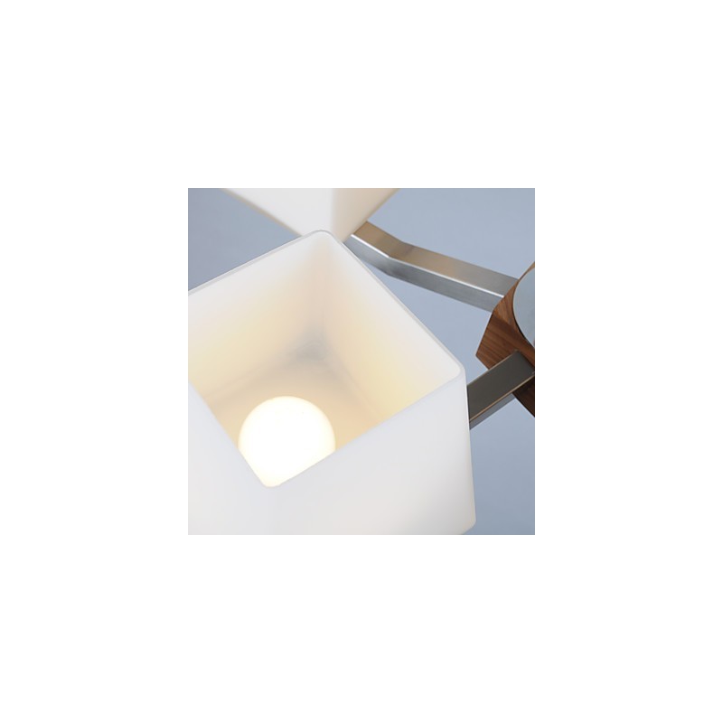 Lampadario moderno contemporaneo in legno e bambù con finitura galvanica
