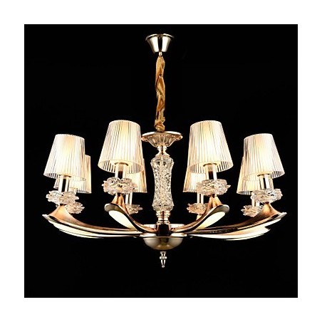 Lampadario classico/tradizionale in lega di zinco e metallo con cristallo, 8 luci E12/E14
