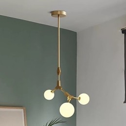 Lampadario a sospensione classico mini in legno e bambù, finitura verniciata