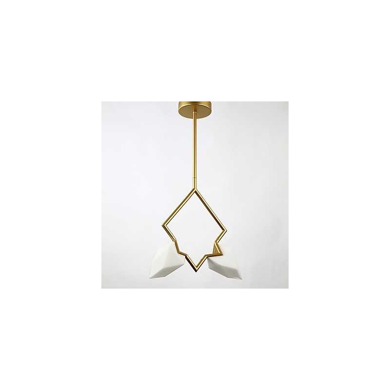 Lampadario moderno a 2 luci in metallo e vetro color pesca Canteen Decorate
