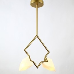 Lampadario moderno a 2 luci in metallo e vetro color pesca Canteen Decorate