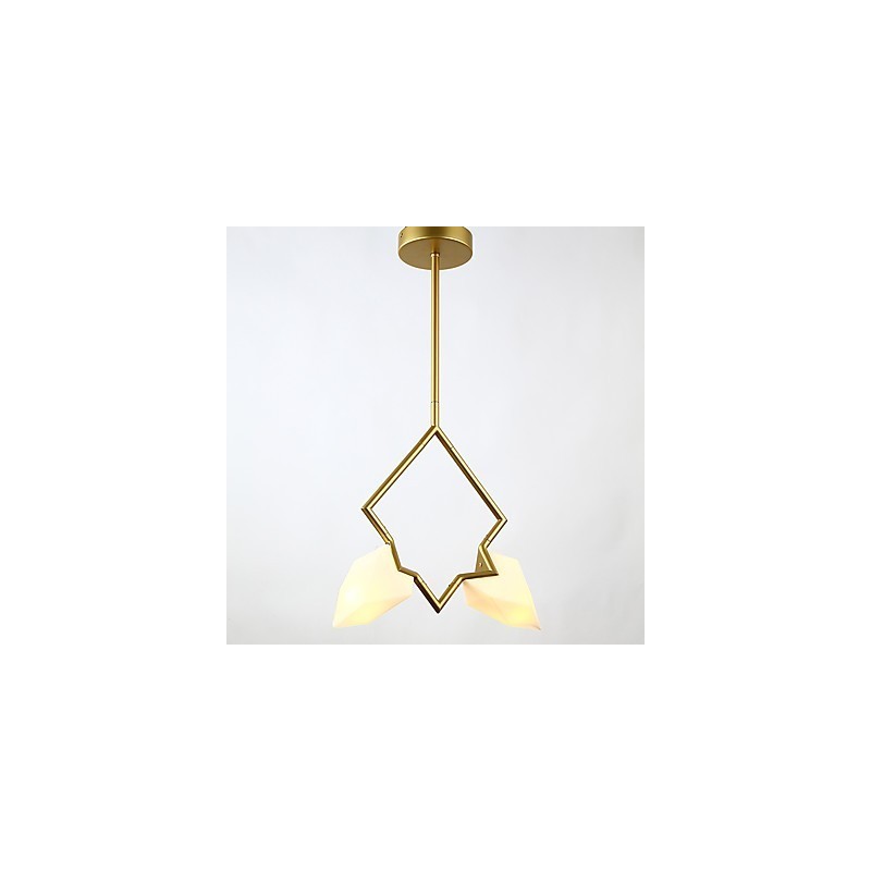 Lampadario moderno a 2 luci in metallo e vetro color pesca Canteen Decorate