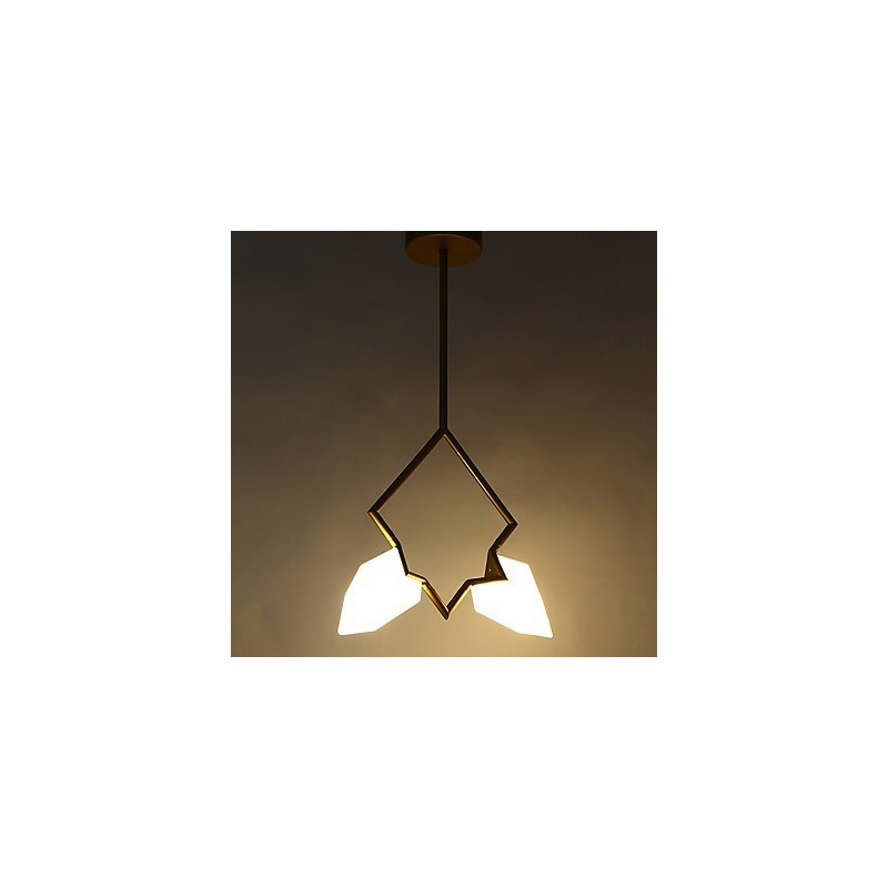 Lampadario moderno a 2 luci in metallo e vetro color pesca Canteen Decorate