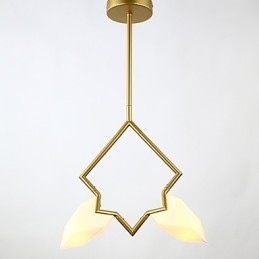 Lampadario moderno a 2 luci in metallo e vetro color pesca Canteen Decorate