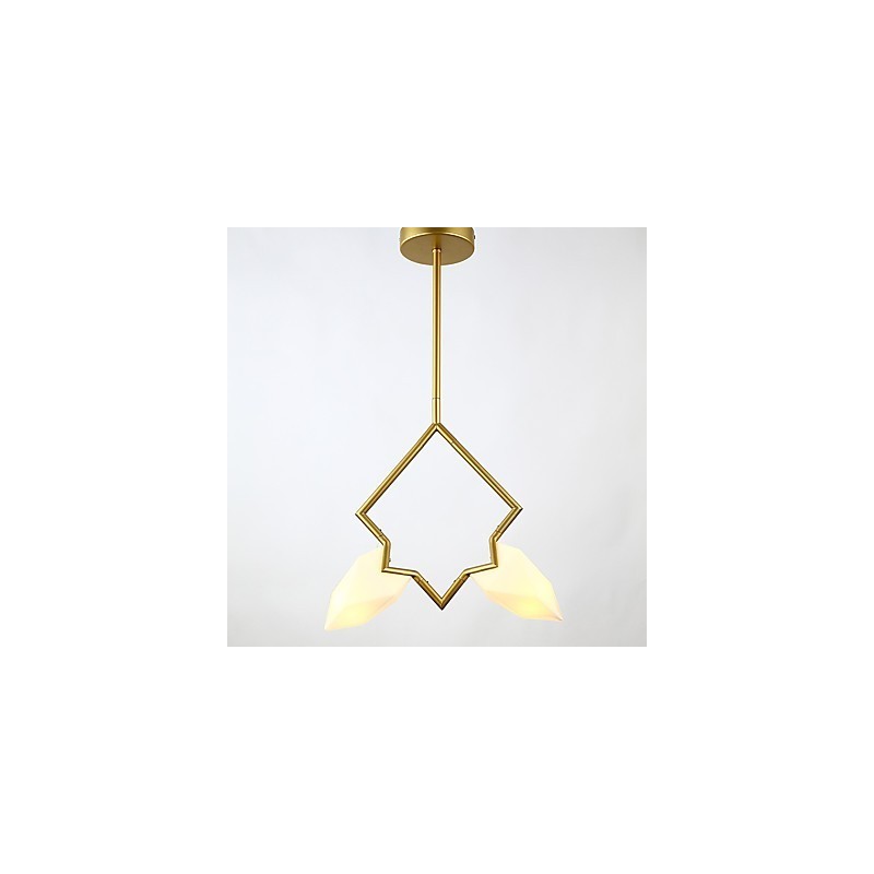 Lampadario moderno a 2 luci in metallo e vetro color pesca Canteen Decorate