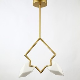 Lampadario moderno a 2 luci in metallo e vetro color pesca Canteen Decorate